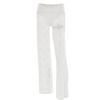 Summer Lace See Through High Waist Straight Leg Pants
