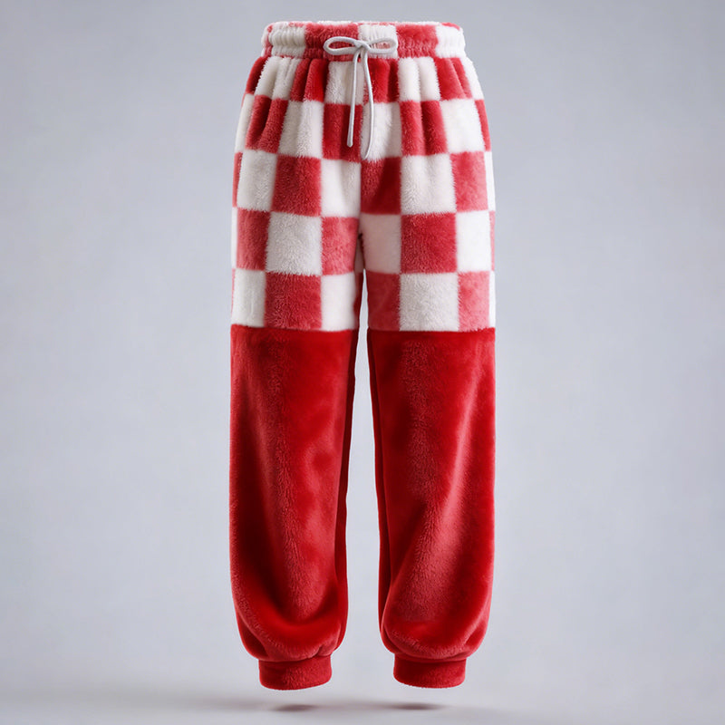 Comstylish Men's Fun Christmas Color-blocked Comfortable Plush Sweatpants