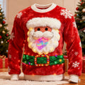 Comstylish Men's Funny Christmas Santa Claus Pattern Casual Flannel Sweatshirt
