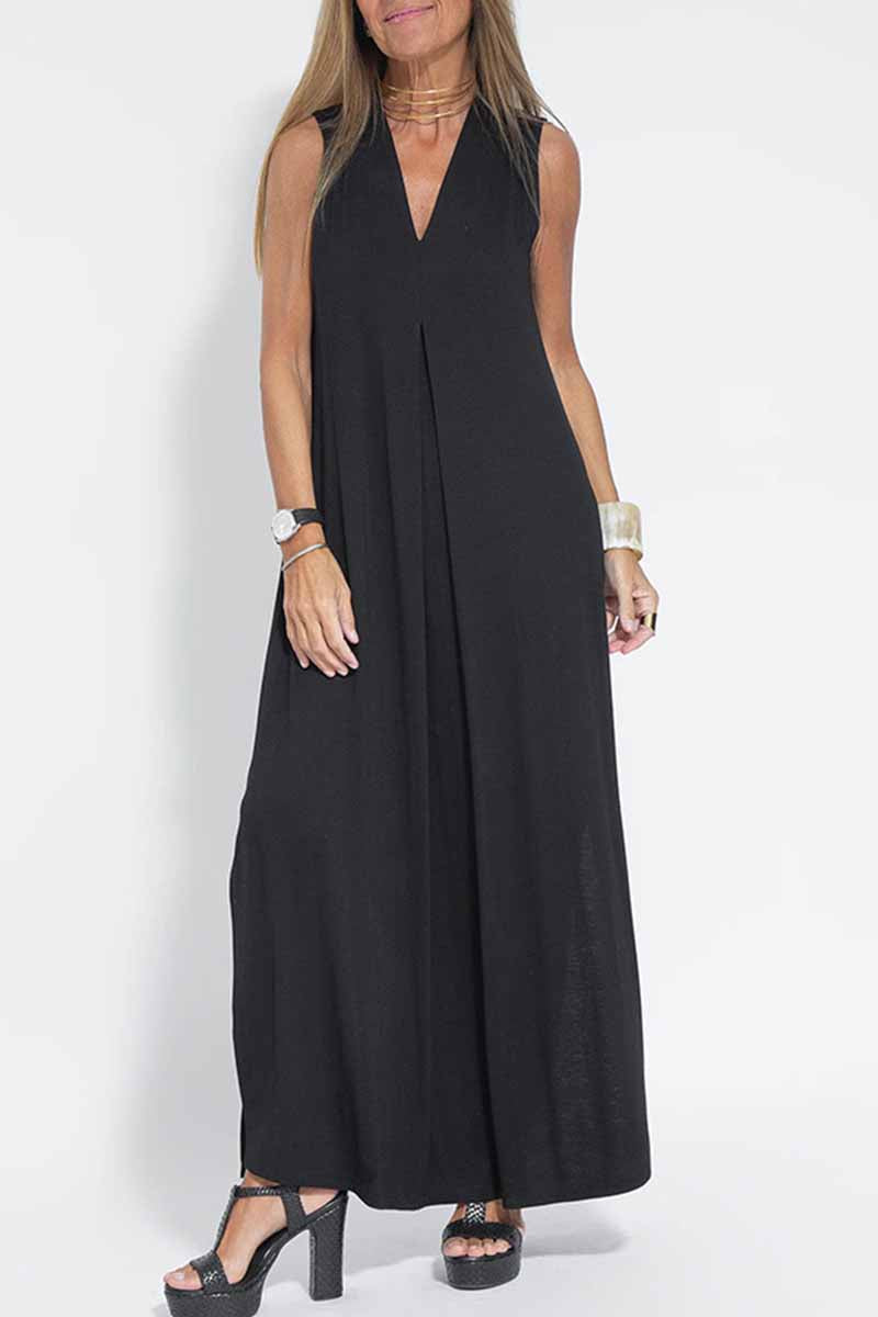Street Patchwork V Neck Vest Dress Dresses(4 Colors)