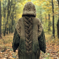 Vintage Irish Celtic Knot Jacquard Knit Hooded Cardigan artswardrobe