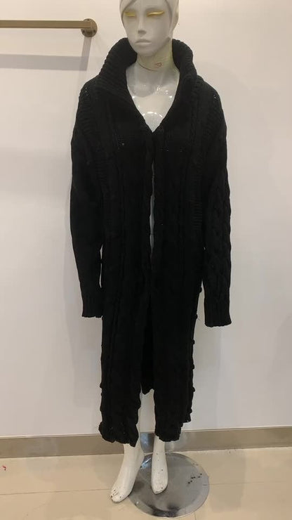 Long Cardigan Sweater Twist Knitted Clothing