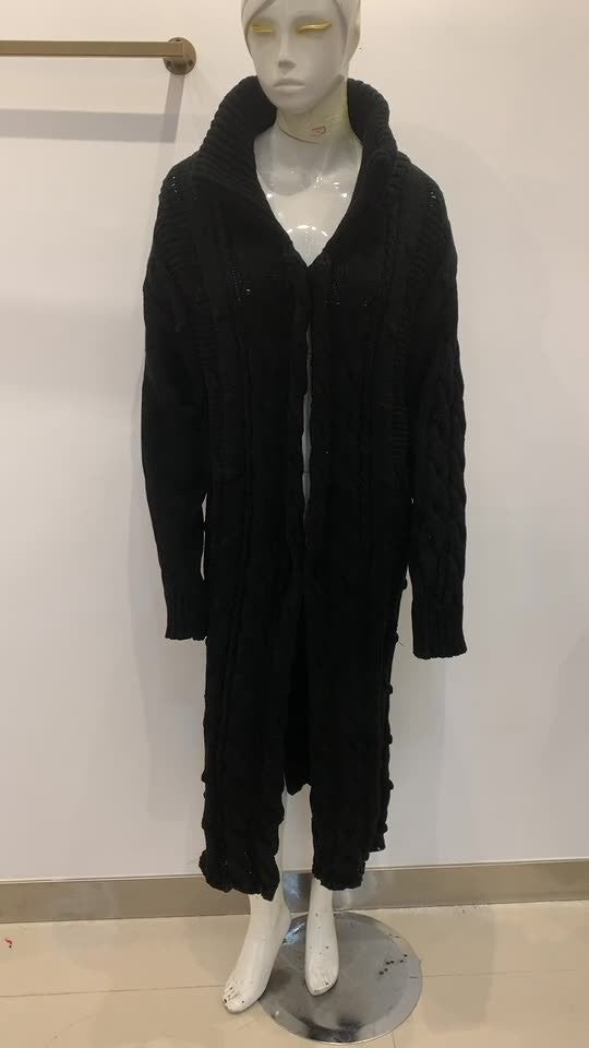 Long Cardigan Sweater Twist Knitted Clothing