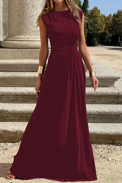Simplicity Fold O Neck Vest Dresses