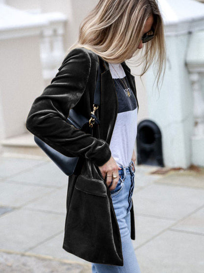 New Color Suit Cardigan Mid-length Jacket