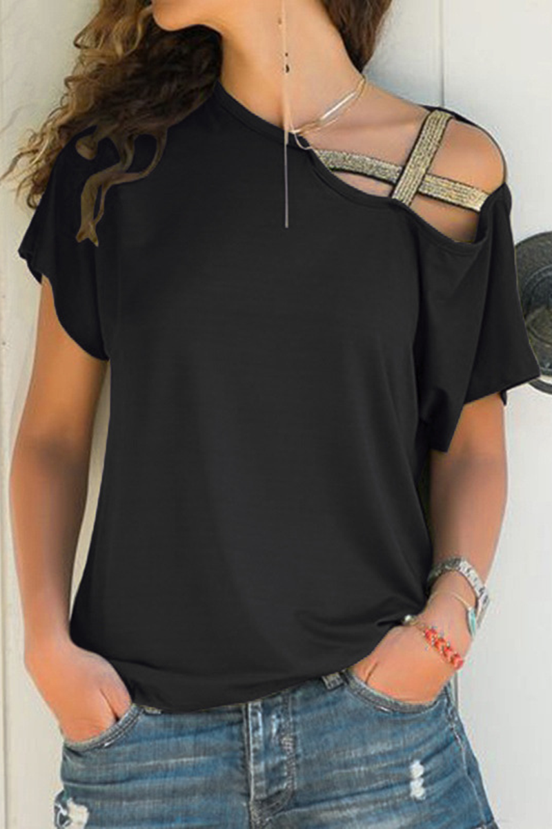 Split Joint Oblique Collar T-shirts(7 Colors)