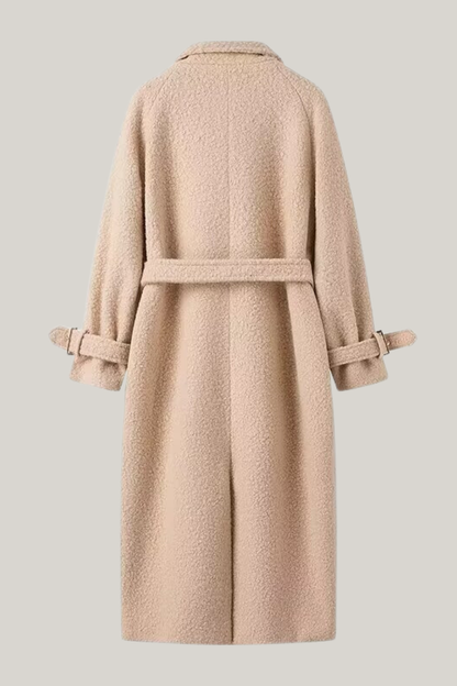 Lapel Long Sleeve Woolen Coat