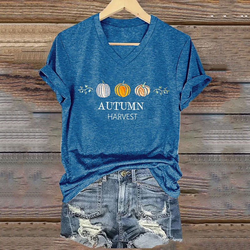 Women's Pumpkin Print Casual T-Shirt artswardrobe