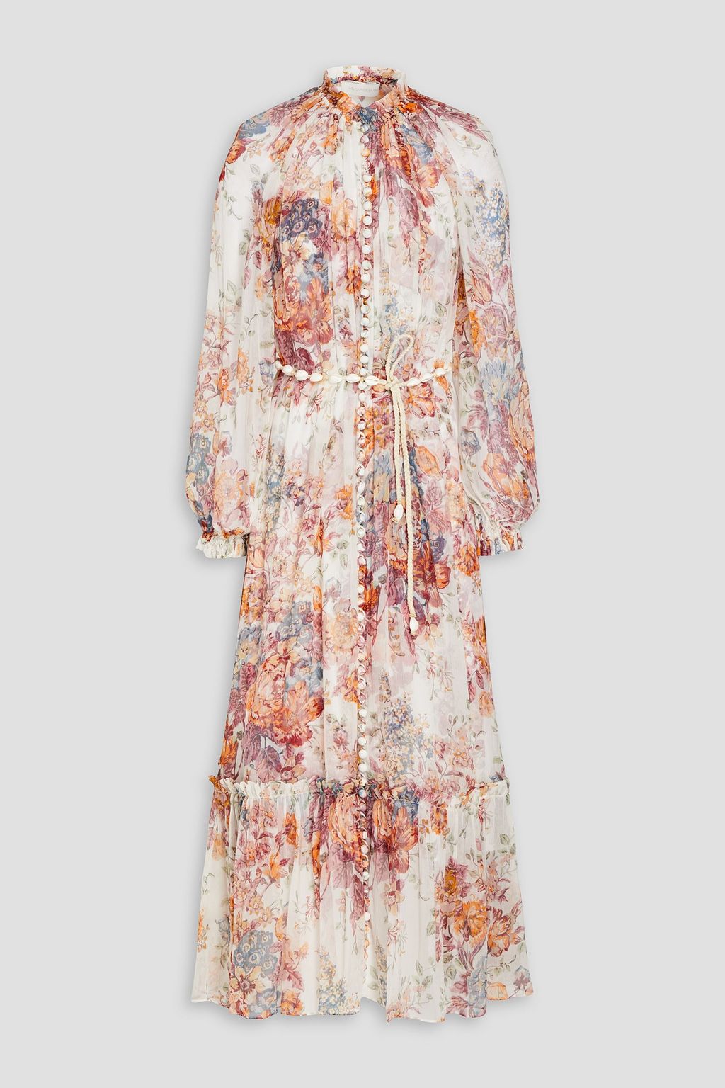 Lantern Sleeve Frill Midi Dress