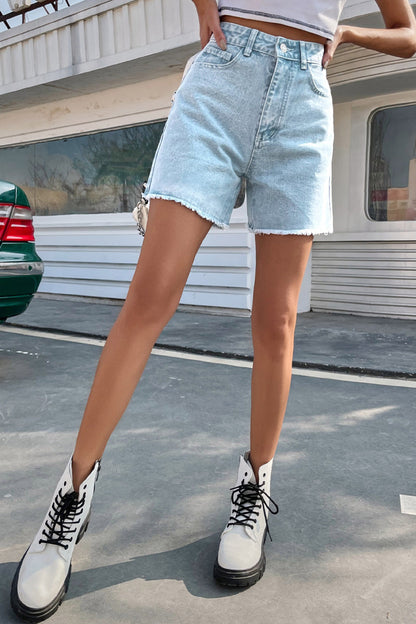 Frenchy Raw Hem Denim Shorts(8 Colors)