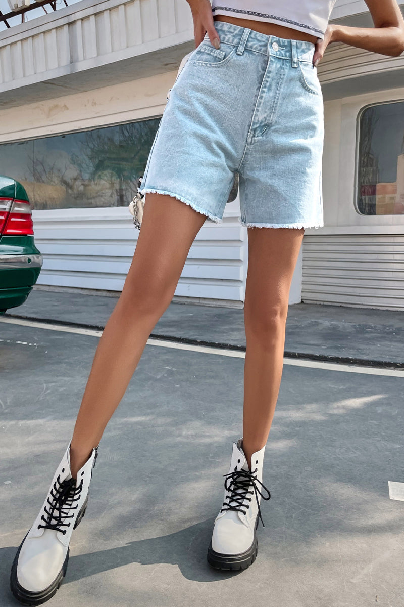 Frenchy Raw Hem Denim Shorts