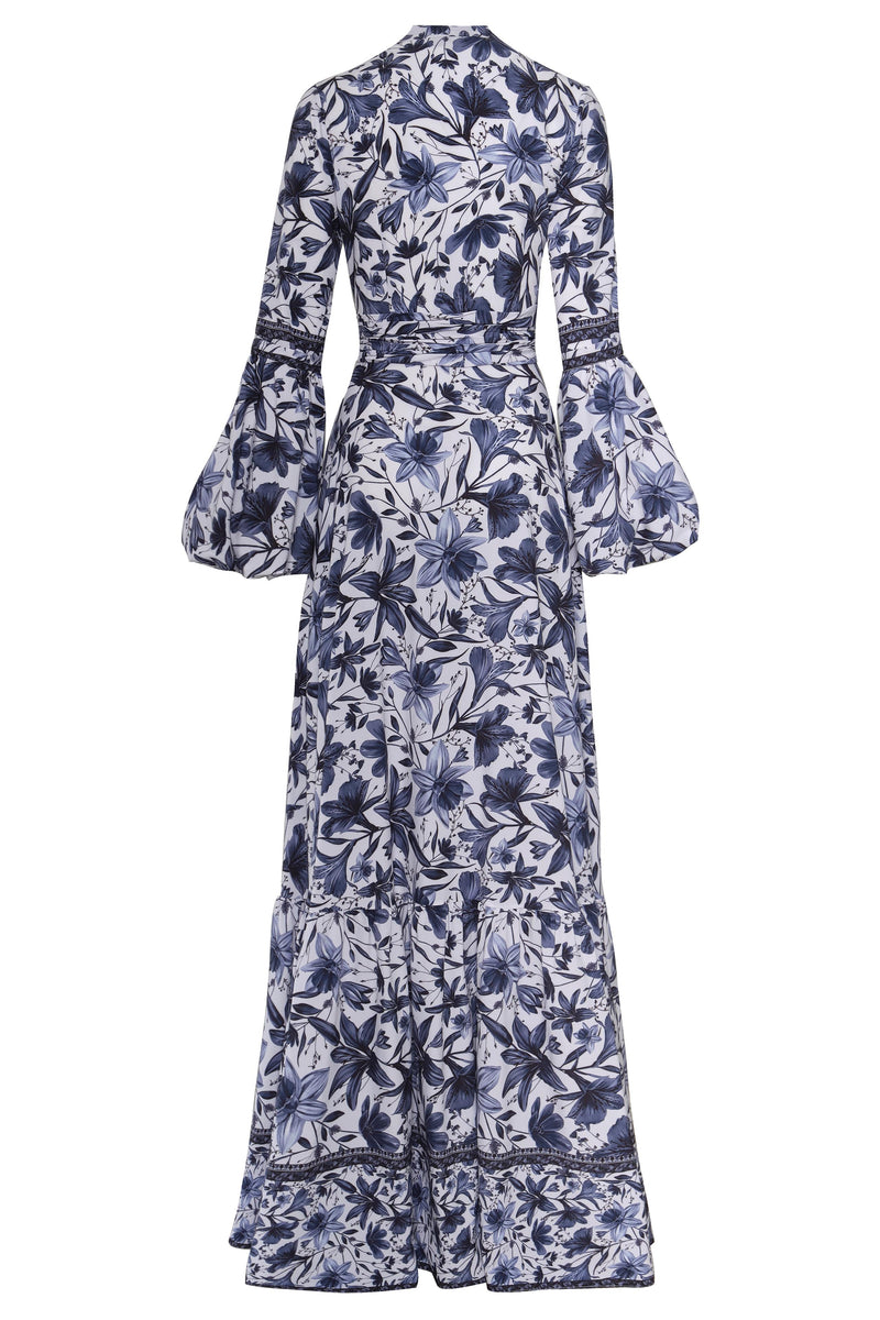Single Breasted Lantern Sleeve Midi Dress