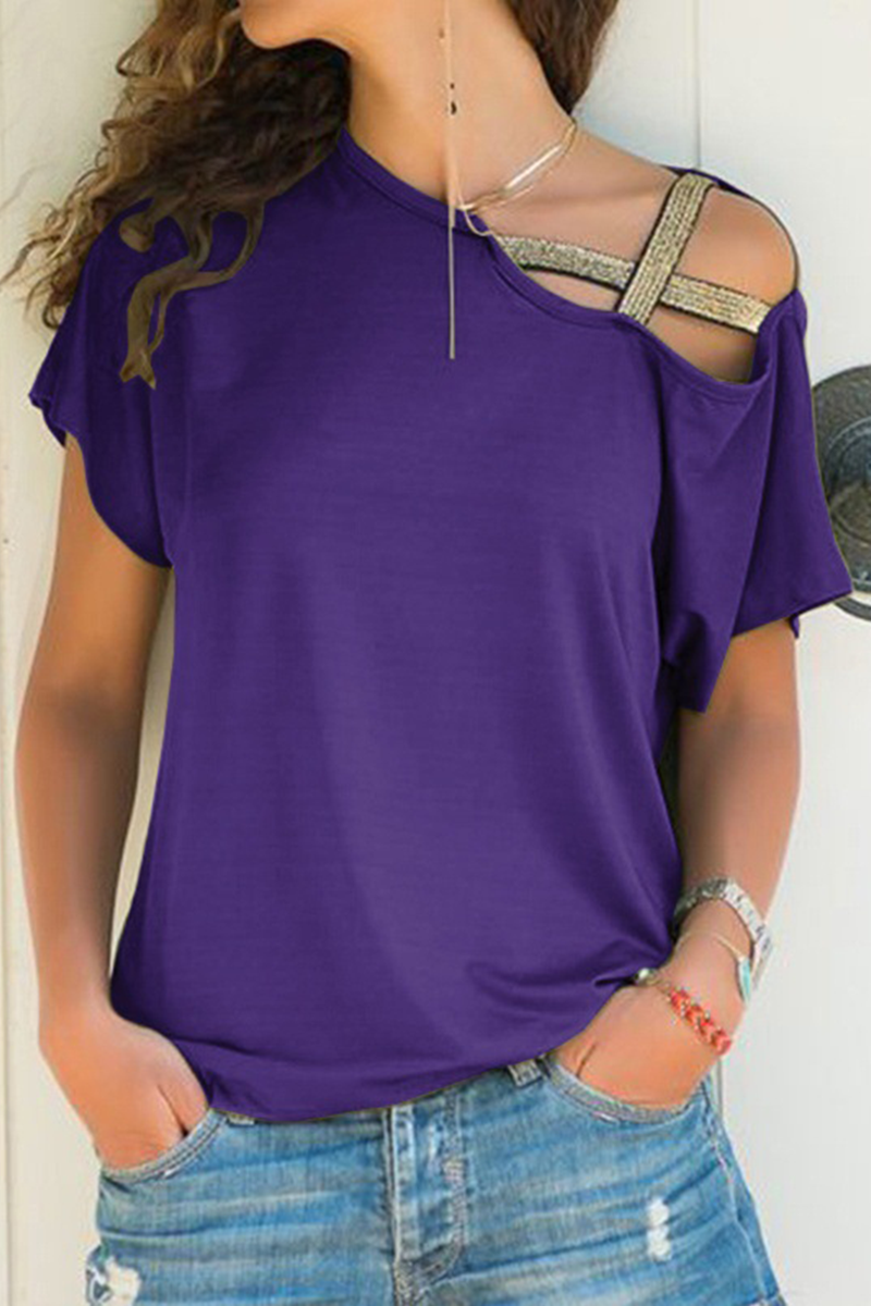 Split Joint Oblique Collar T-shirts(7 Colors)