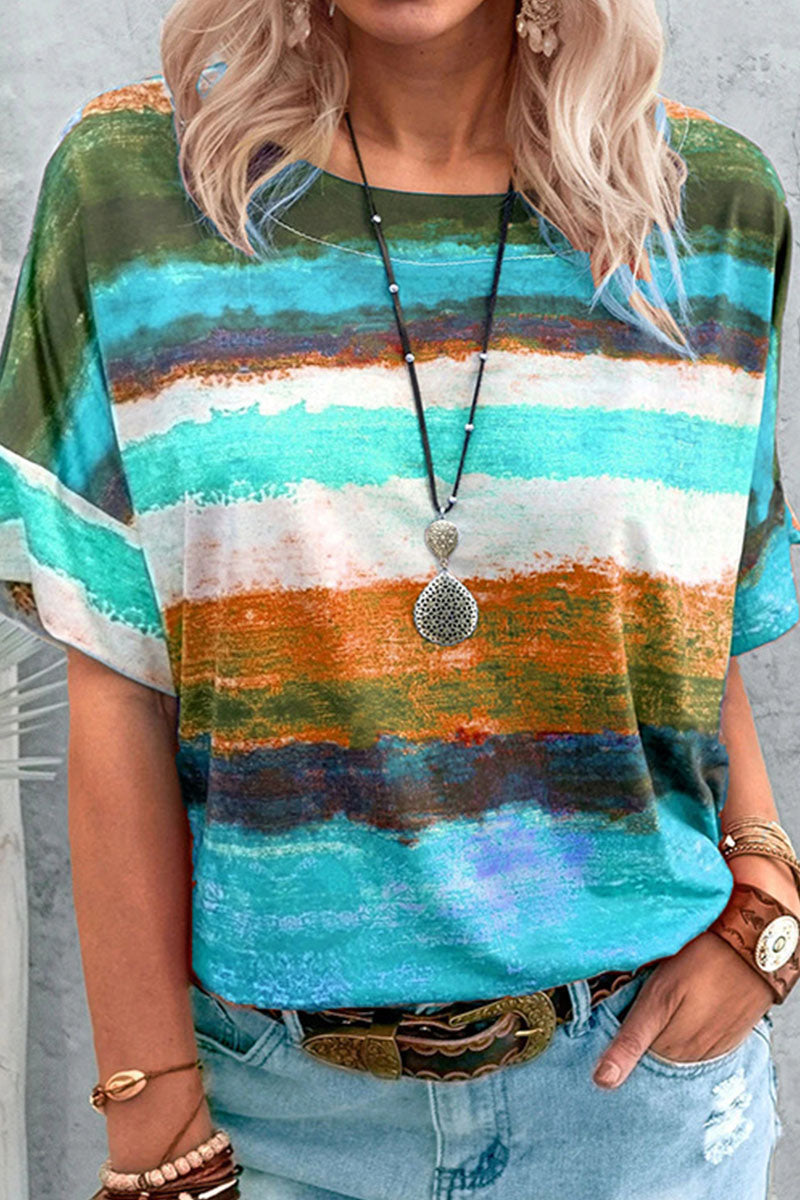 Gradual Change O Neck T-shirts(7 Colors)
