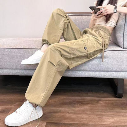Joggers Cargo Pants for High Waist Pants Drawstring Wide Leg Baggy Trousers Y2k Slim Sweatpants
