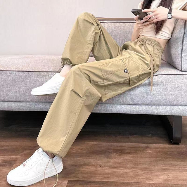 Joggers Cargo Pants for High Waist Pants Drawstring Wide Leg Baggy Trousers Y2k Slim Sweatpants