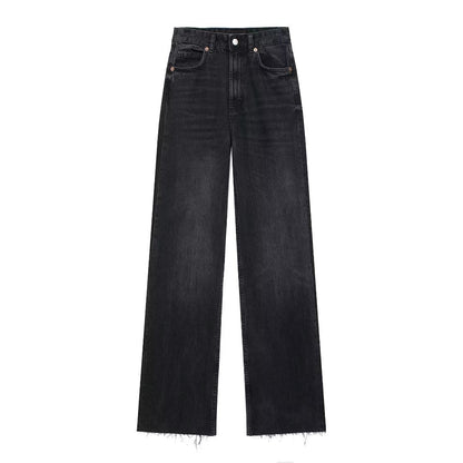 Fall Clothing Wide Leg Mid Waist Long Jeans – High Waisted Denim Pants