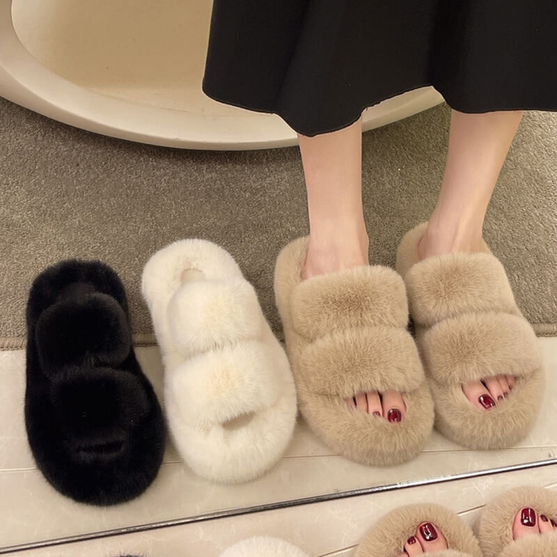 Ella Faux Fur Slides Sandals