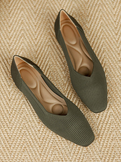 Color Square-toe Flats Shoes