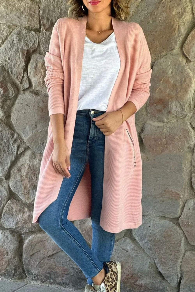 Color Knitted Sweater Long Coat