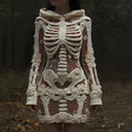 Women's Halloween Skull Sequin Art Knitted Warm Hooded Mini Skirt artswardrobe