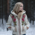 Viking Style Celtic Knot Rose Hooded Cardigan Sweater artswardrobe