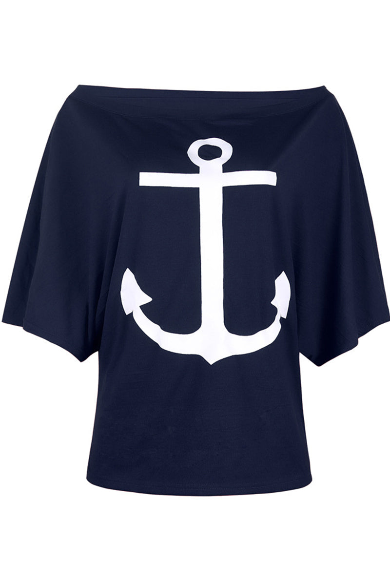 Street Print Patchwork Off the Shoulder T-shirts(3 Colors)