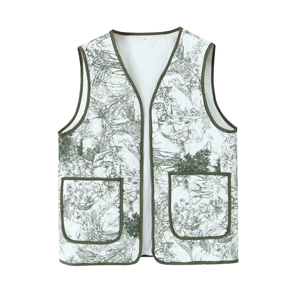 Patchwork Print Quilted Pocket Waistcoat