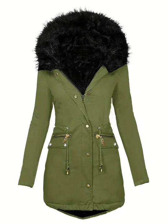 JO | Parka jacket with faux fur hood and drawstring