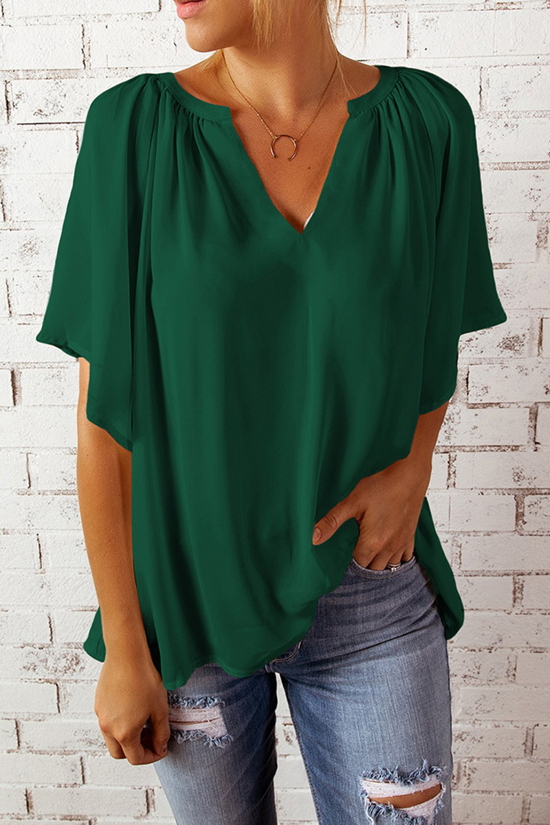 Split Joint V Neck T-shirts(6 Colors）