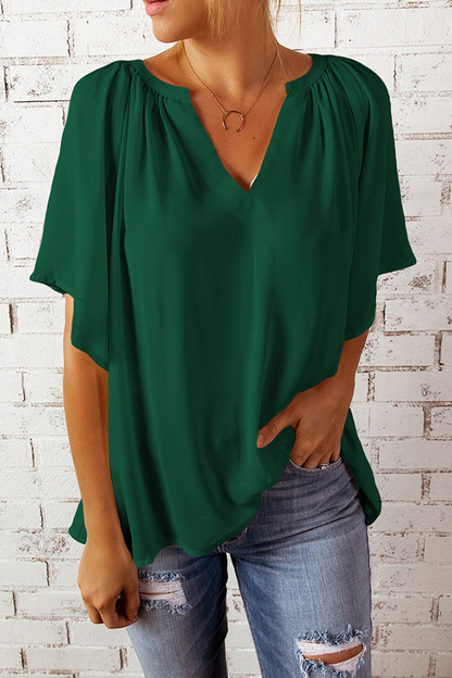 Split Joint V Neck T-shirts(6 Colors）