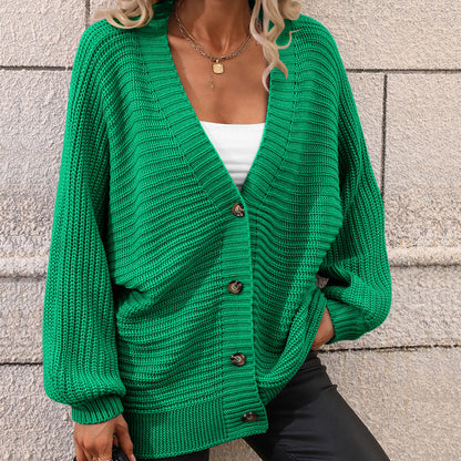 Autumn Winter Knitting Single Breasted Color Knitted Cardigan Loose Sweater