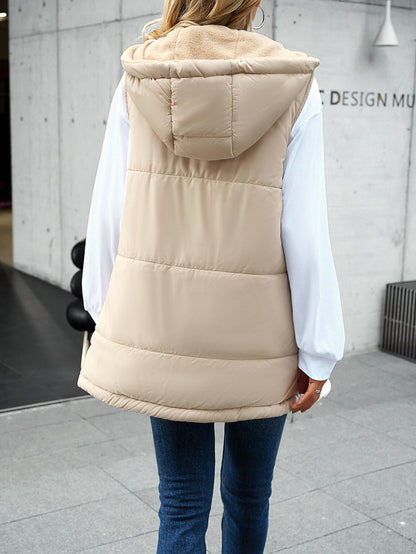 Fall and Forever Hooded Puffer Vest - Apricot