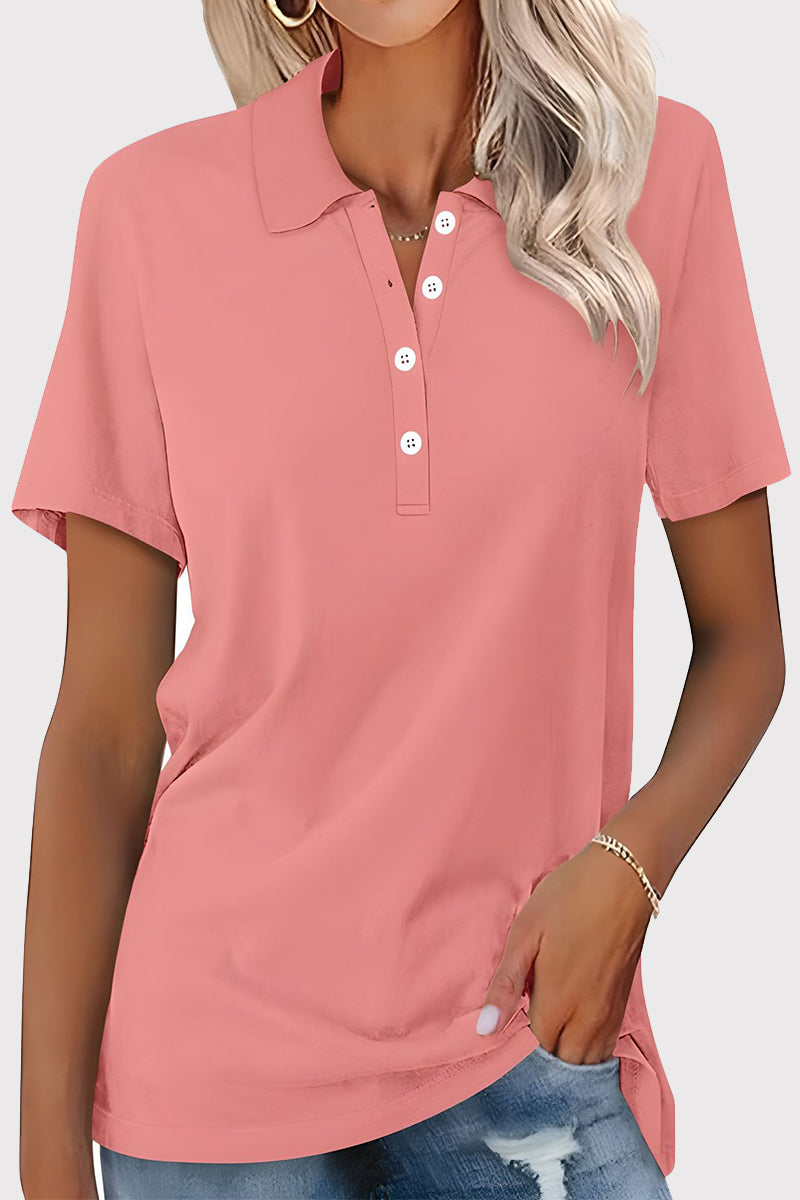 Simplicity Buckle Turndown Collar T-shirts