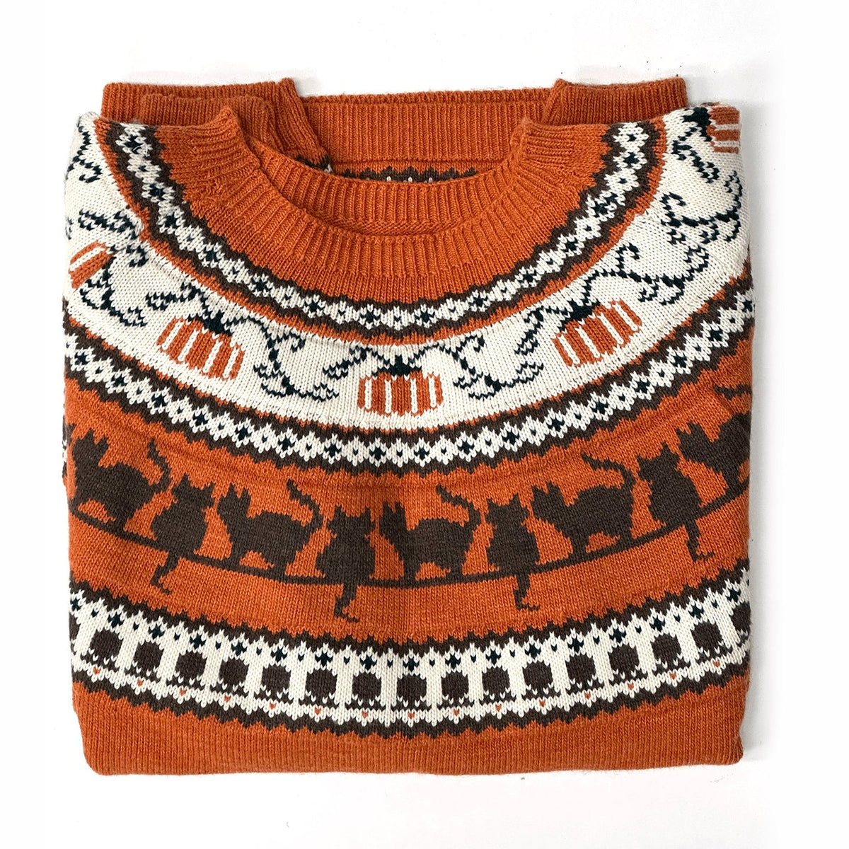 Fall Black Cat Pumpkin Halloween Printed Women's Sweater artswardrobe