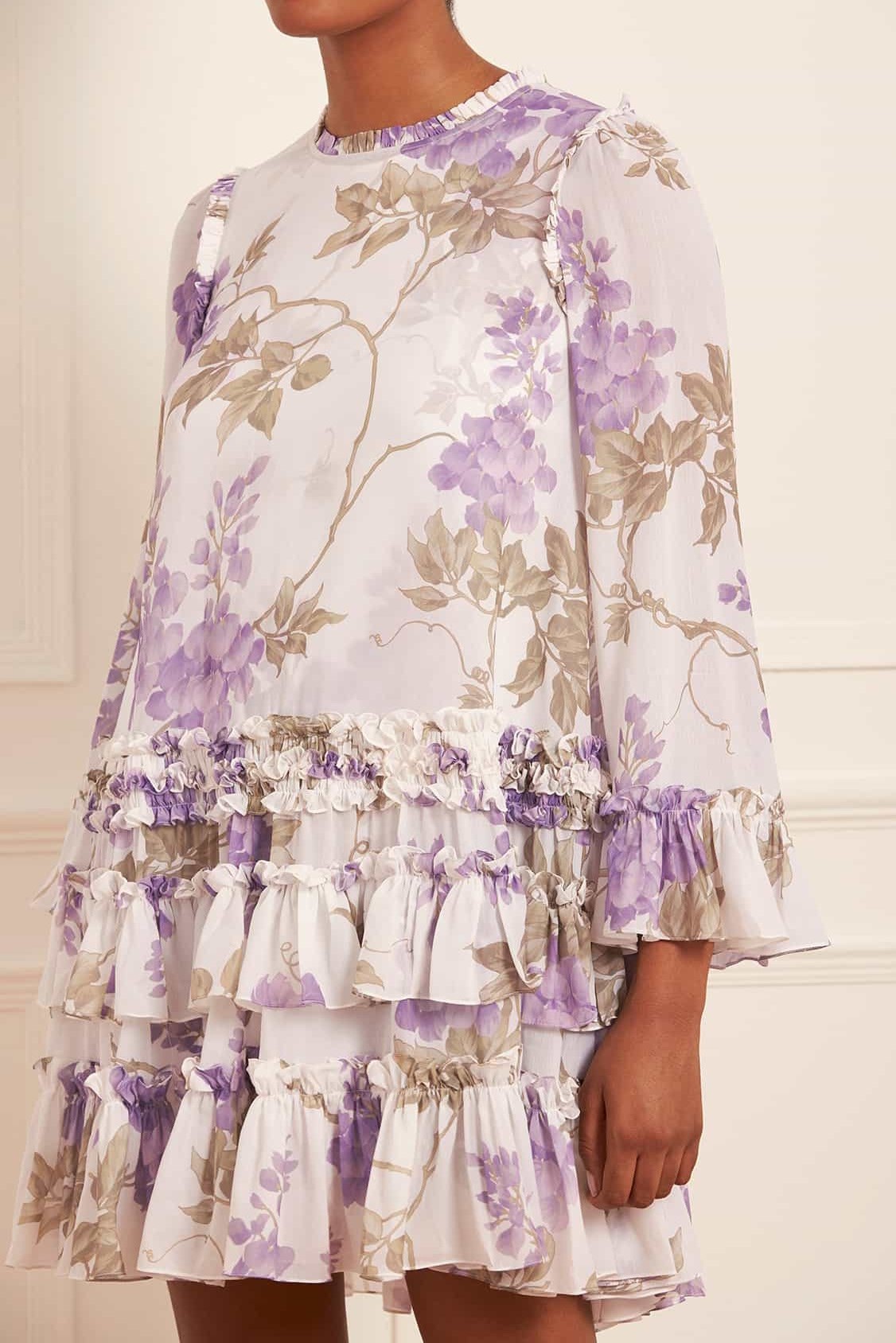 Ruffle Round Neck Mini Dress
