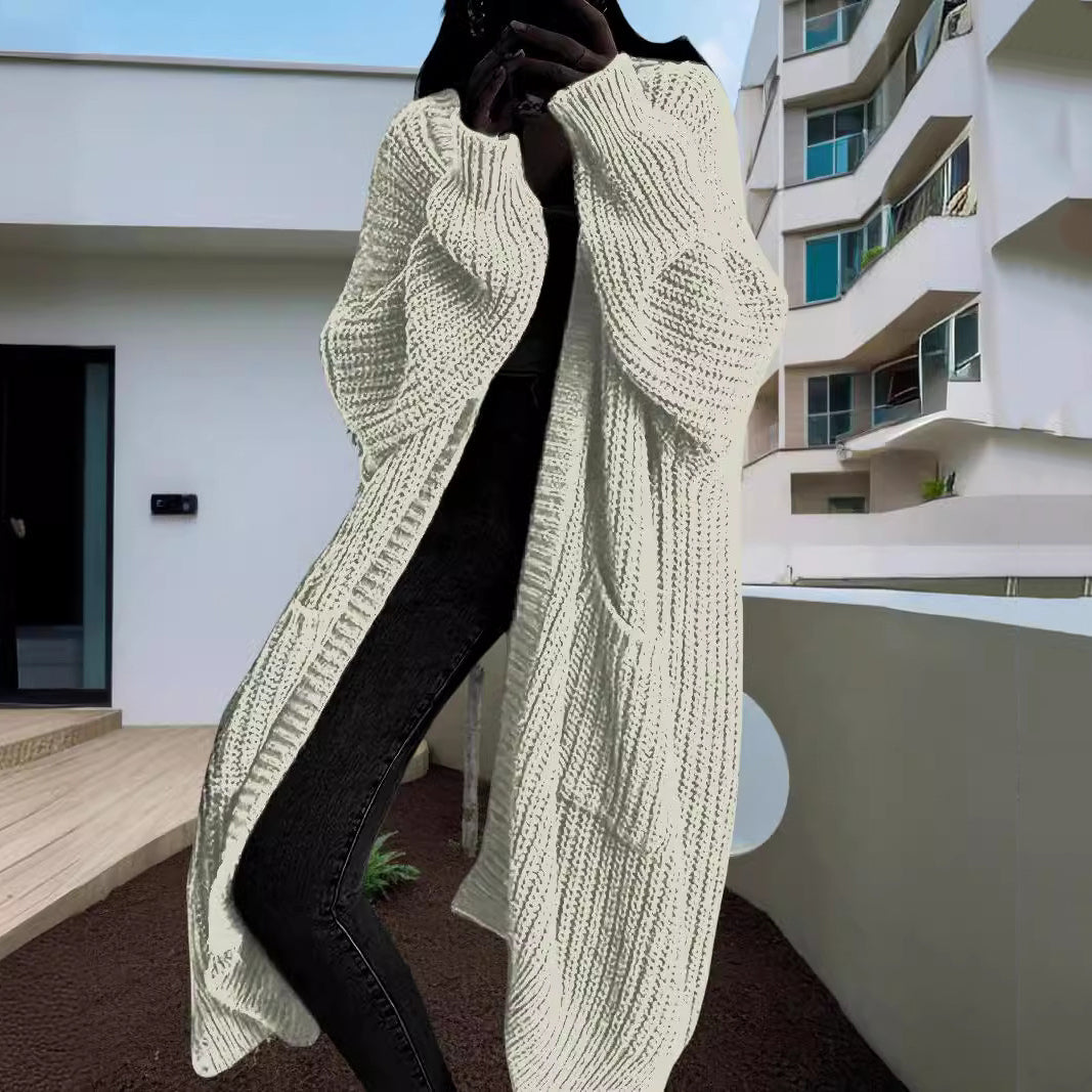 Loose Pocket Long Sleeve Long Sweater Cardigan elevenforest