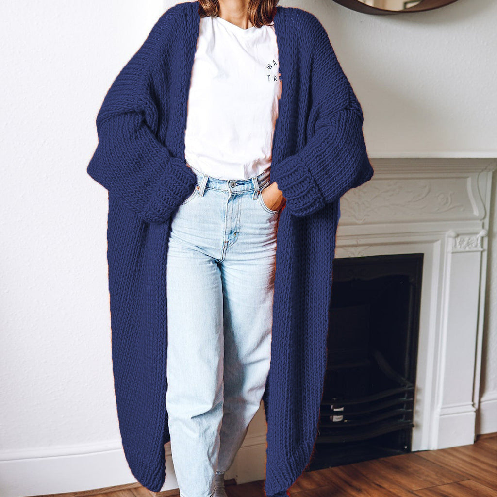 Casual Loose Long Thick Placket Sweater Cardigan elevenforest