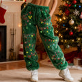 Comstylish Women's Christmas Light Bulb Pattern Art Casual Flannel Pants