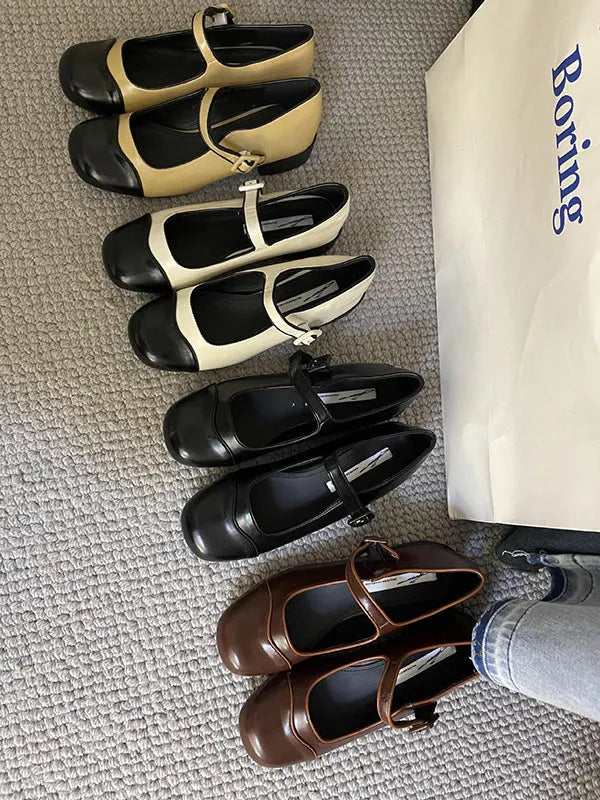 Round Cut Round-toe Split-joint Mary Janes