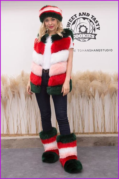 [pre-] {faux Fur} Hairband+vest+boots Set-d5 F1461