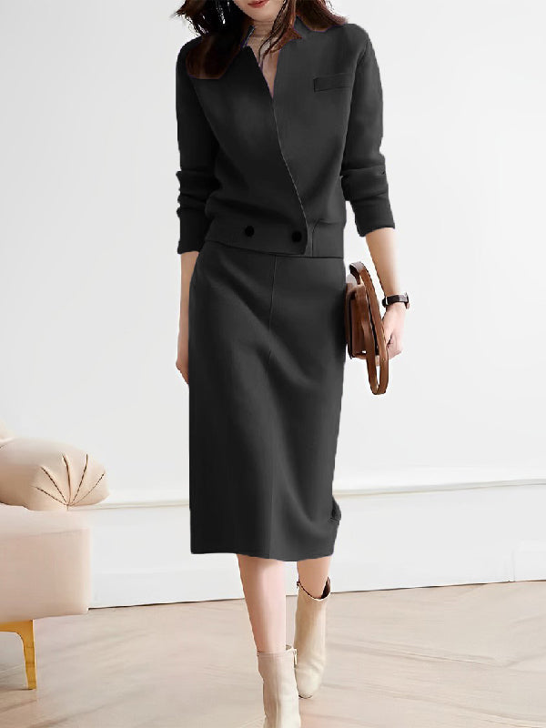 Long Sleeves Color Stand Collar Cardigan Tops