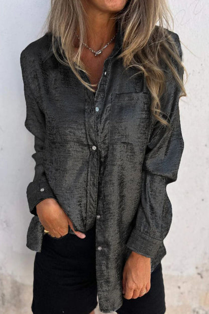 Sequined Turndown Collar Tops