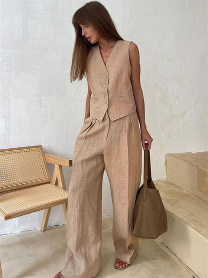Tossy 2 Piece-set Wide Leg Trousers Patchwork High Waist Straight Legg Outfits Vestidos ’s Pants Sets