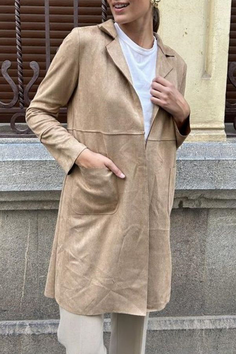 Street Simplicity Pocket Turn-back Collar Outerwear