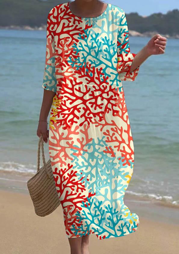 Women's Coral Pattern Resort Dress