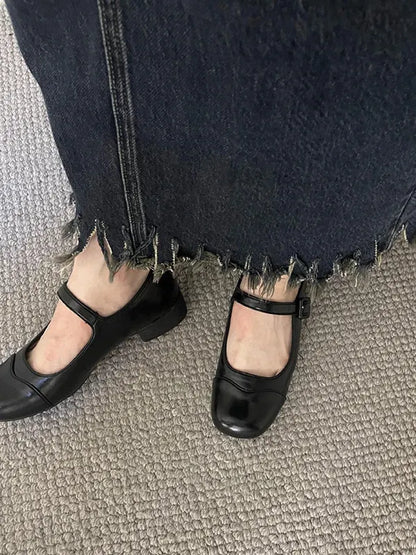 Round Cut Round-toe Split-joint Mary Janes