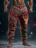 Comstylish Men's Vintage Christmas Inspired Art Cozy Plush Sweatpants