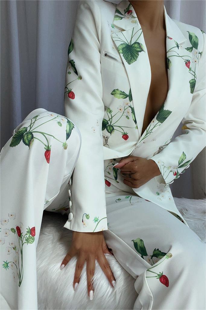 Printed Blazer and Pants Set