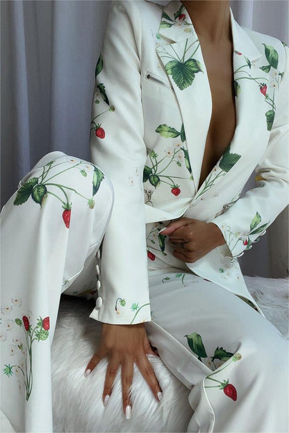 Printed Blazer and Pants Set